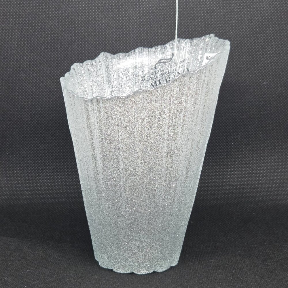 Murano Glass Hand Made in Italy Asymmetrical Vase - Silver Glitter